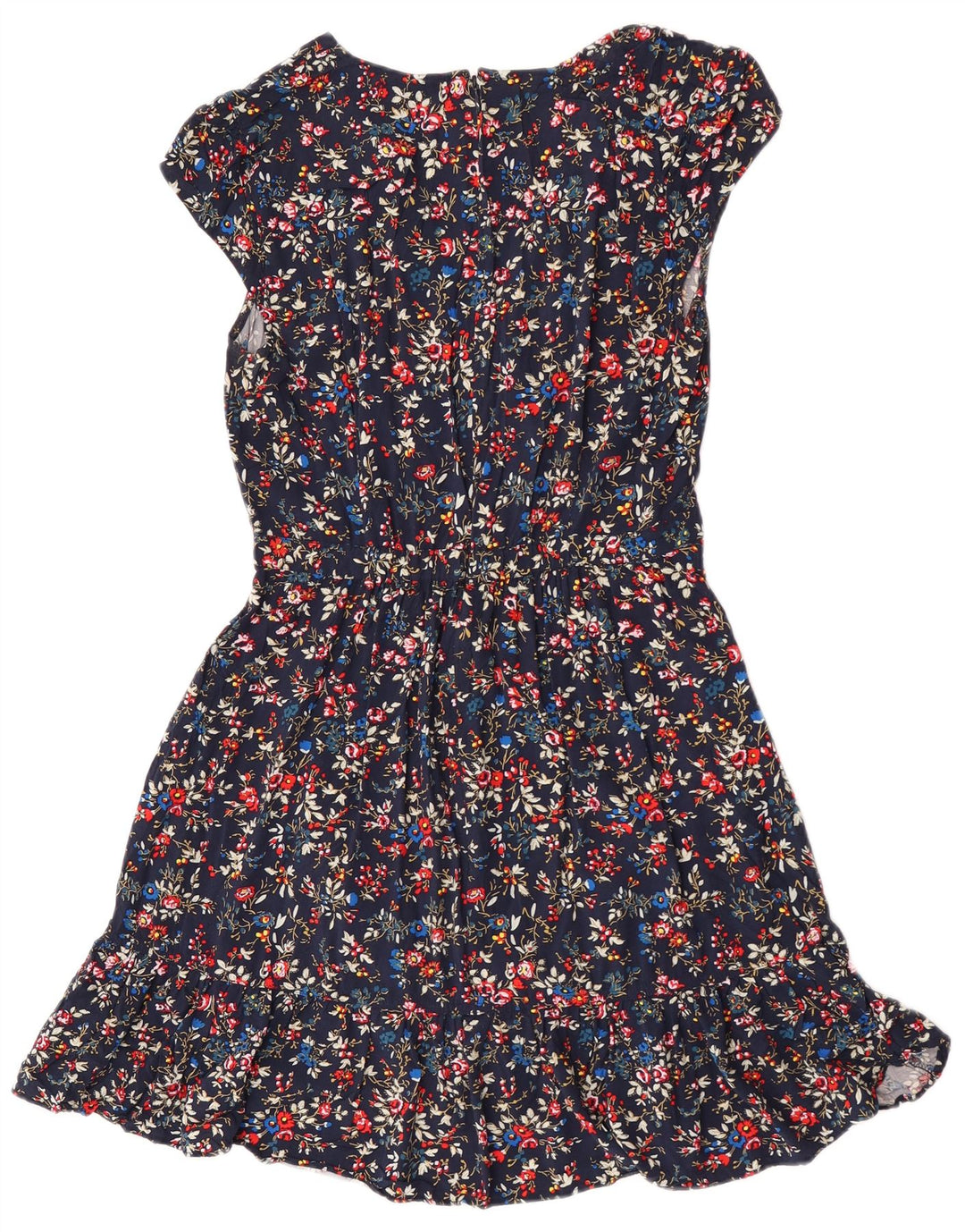 J. Crew Dame A-Line Kjole US 6 Medium Navy Blue Floral Viscose