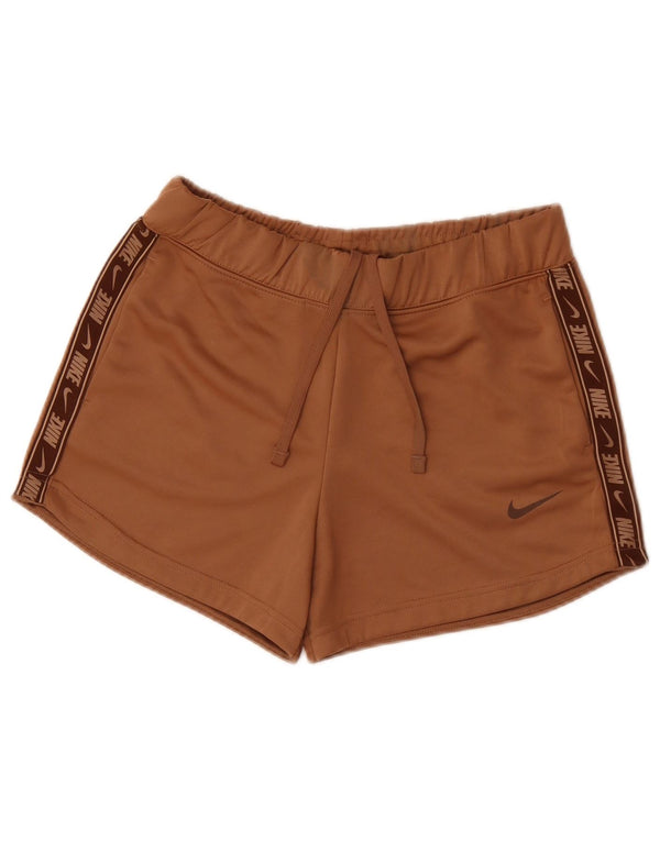 Nike Womens Graphic Sport Shorts UK 10 Small Brown Polyester