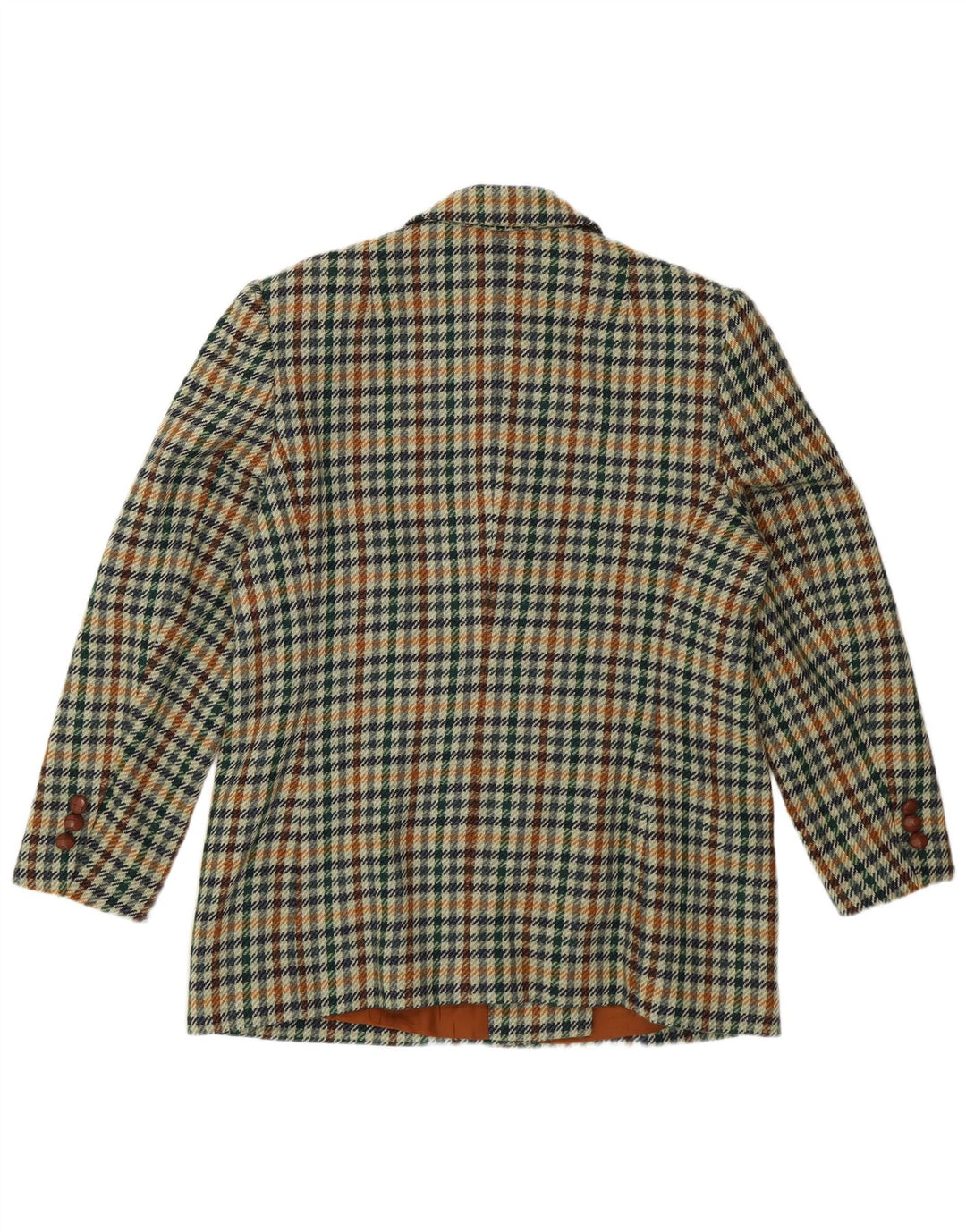 Vintage Dame Dobbeltradet Blazer Jacket UK 16 Large Green Houndstooth