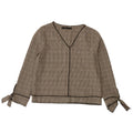Zara Dame Langærmet Bluse Top UK 10 Small Grey Houndstooth