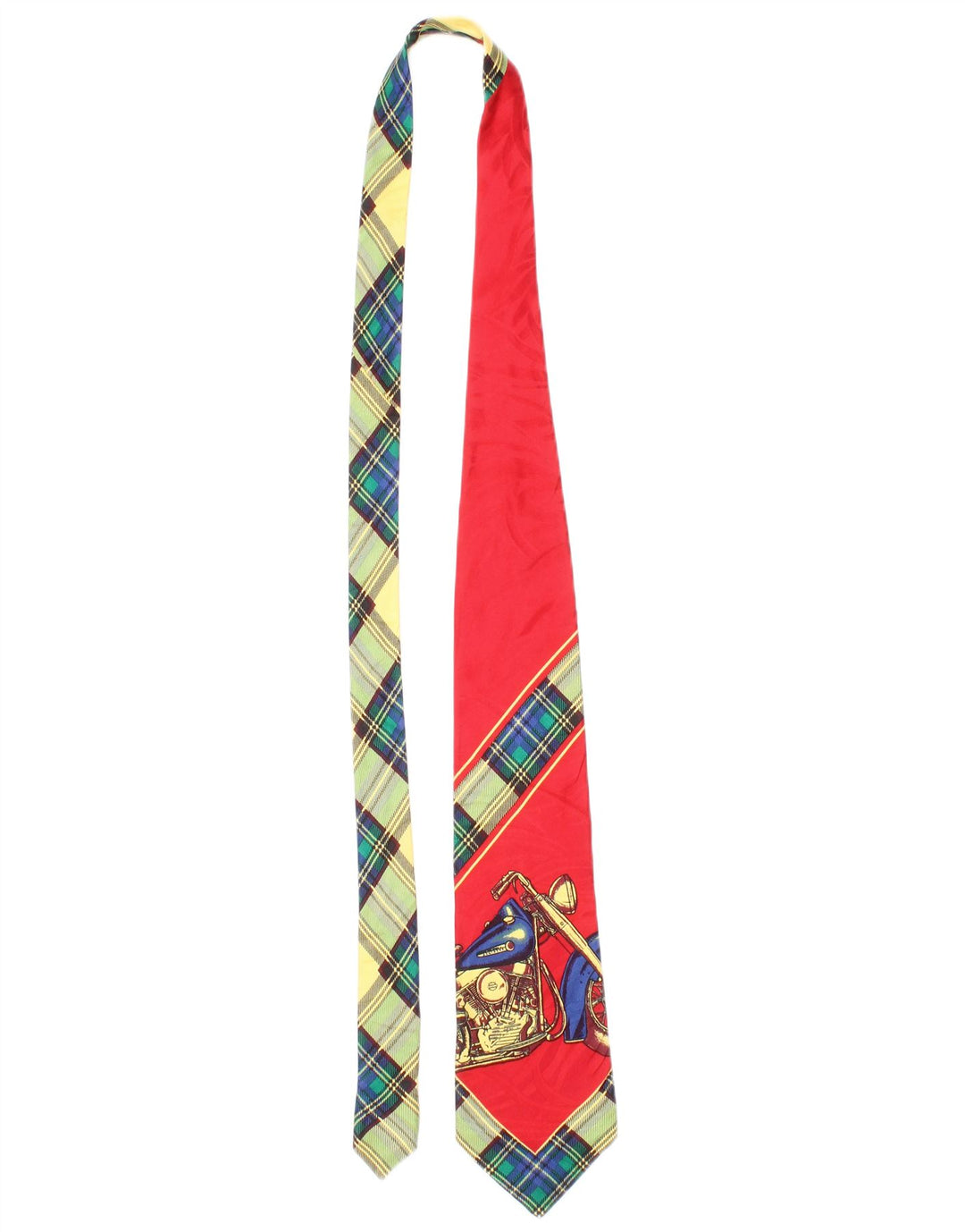 Vintage Herre grafisk slips One Size Rød Plaid Silke