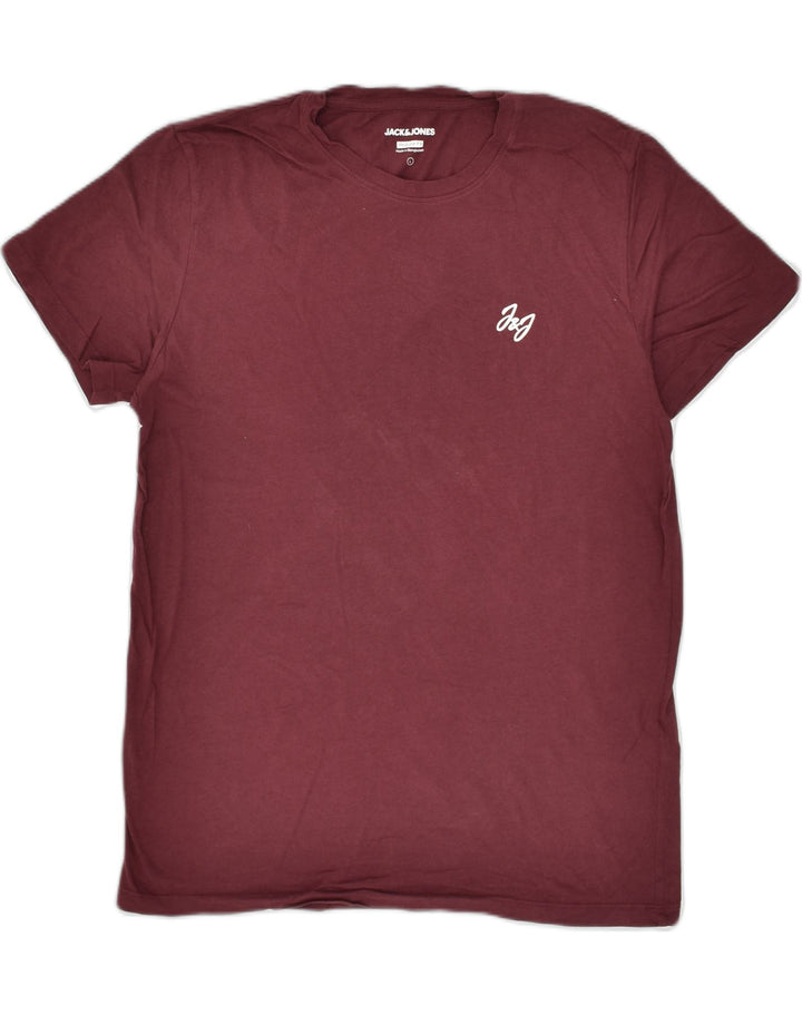 JACK & JONES Mens Regular Fit T-Shirt Top Large Maroon Cotton | Vintage Jack & Jones | Thrift | Second-Hand Jack & Jones | Used Clothing | Messina Hembry 