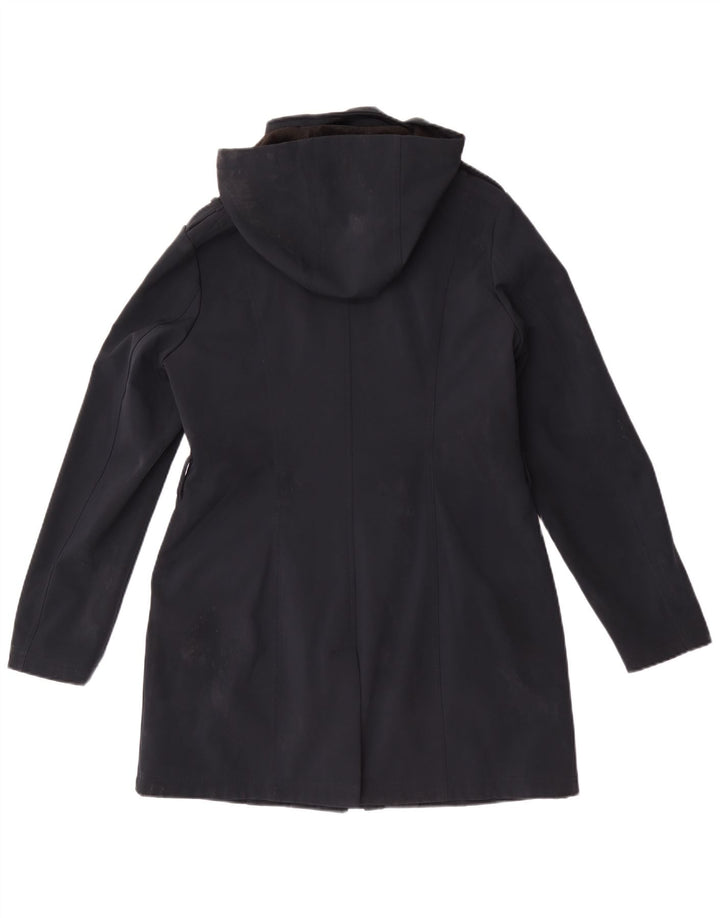 Michael Kors Militær overfrakke med hætte til kvinder UK 14 Medium Navy Blue