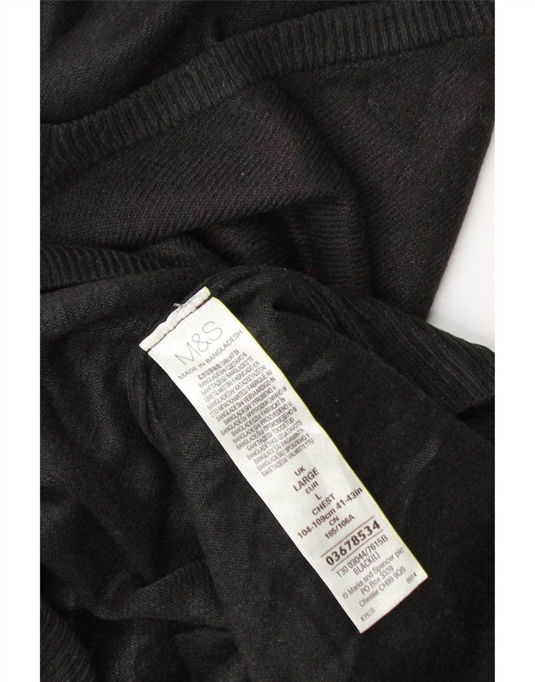 Marks & Spencer Herre V-hals sweater Stor sort akryl