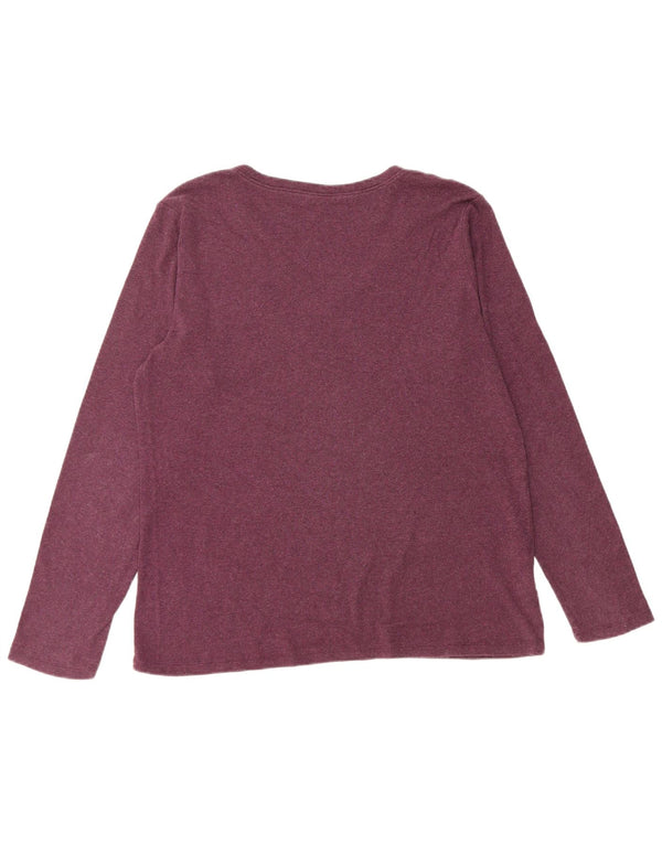 Eddie Bauer Dame Top Langærmet UK 18 XL Burgundy Bomuld