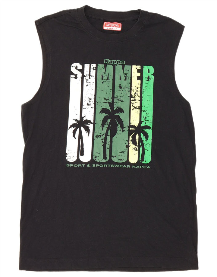 Kappa Herre Grafisk Vest Top Stor Sort