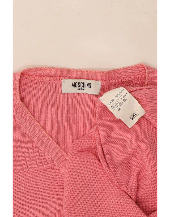MOSCHINO Herre V-hals sweater Small Pink Bomuld