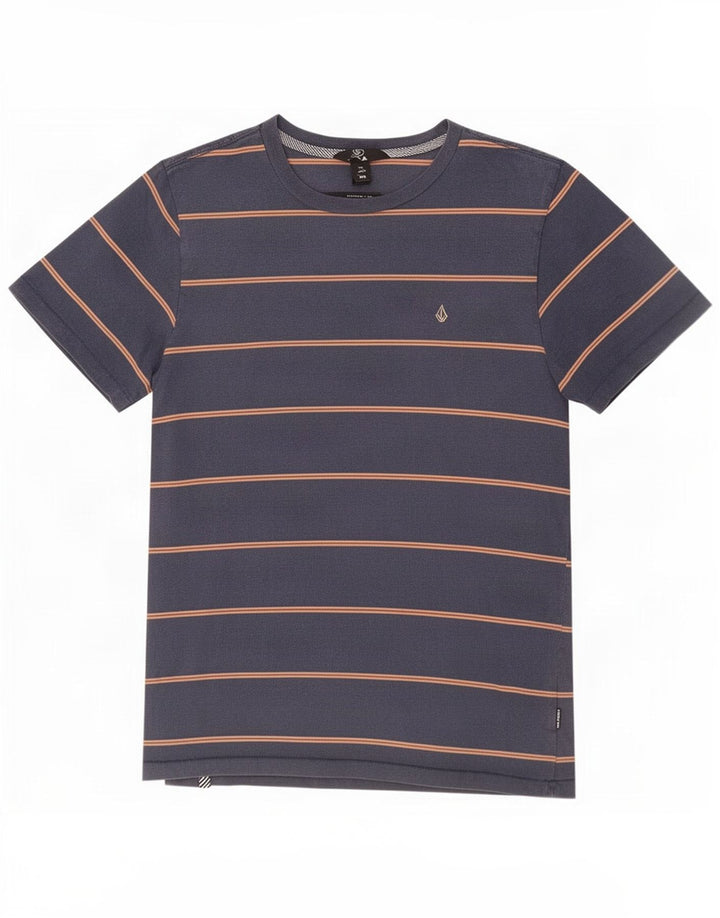 Volcom Herre T-Shirt Top Medium Marineblå Stribet Bomuld