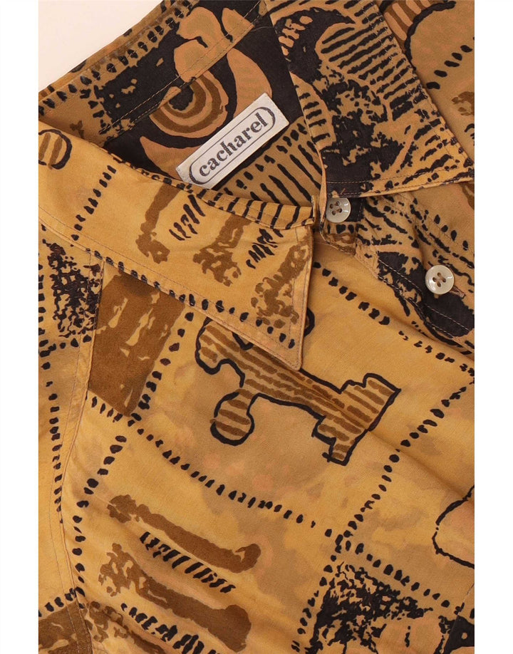 Cacharel Kortærmet Herreskjorte Størrelse 15 1/2 39 Medium Brun Geometrisk