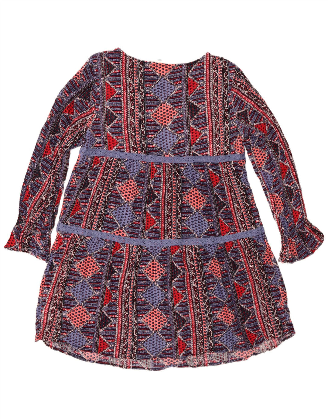 Roxy Dame Langærmet A-Line Kjole UK 18 XL Flerfarvet Geometrisk