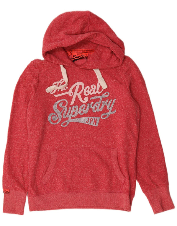 Superdry grafisk hættetrøjetrøje til kvinder UK 16 Large, rød flækket polyester