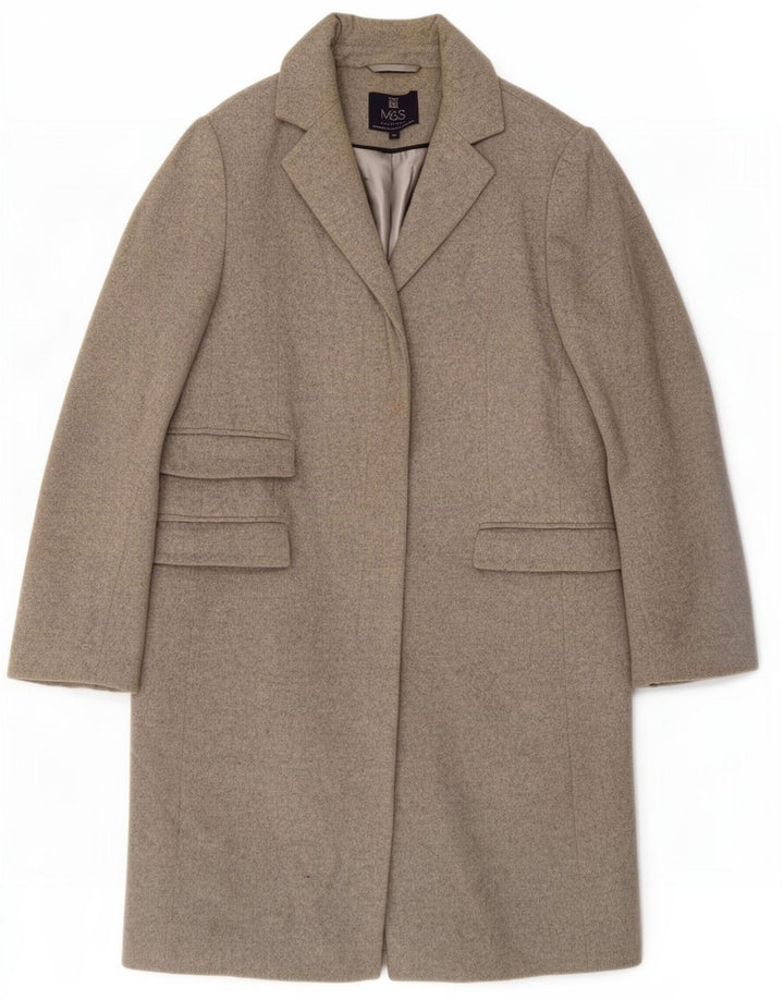 Marks & Spencer Dame Oversized Overfrakke UK 10 Lille Grå Uld
