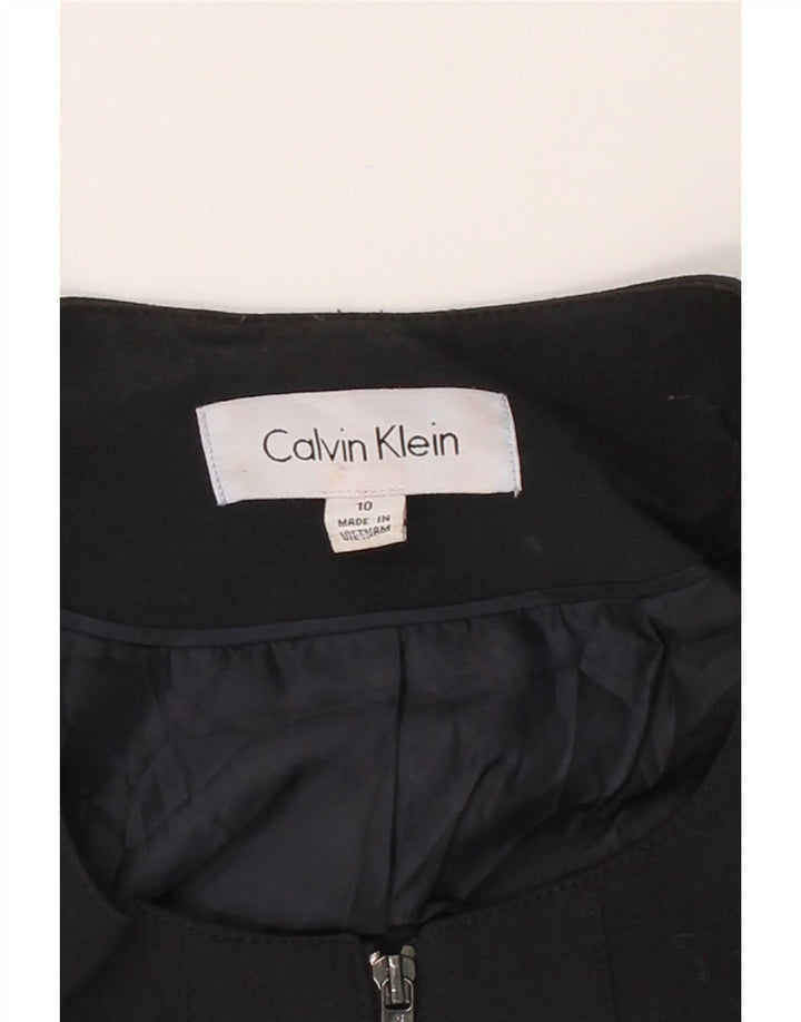 CALVIN KLEIN Womens Crop Blazer Jacket US 10 Large Black Polyester Vintage Calvin Klein and Second-Hand Calvin Klein from Messina Hembry 