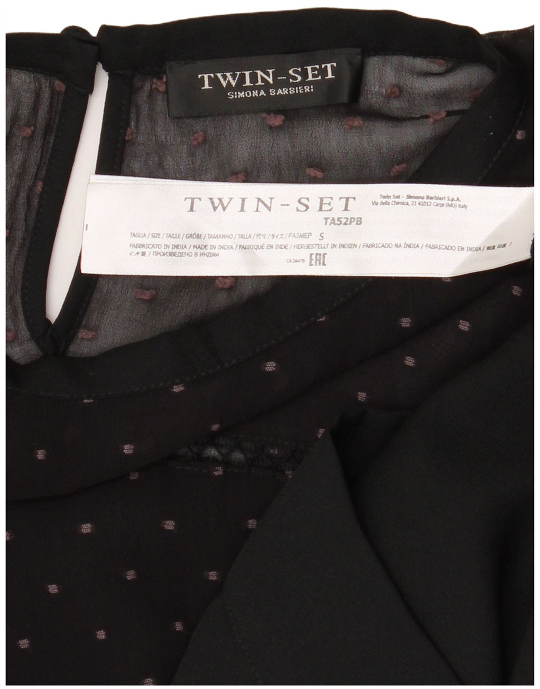 Simona Barbieri Dame Twin-Set Bluse Top UK 10 Small Black Spotted