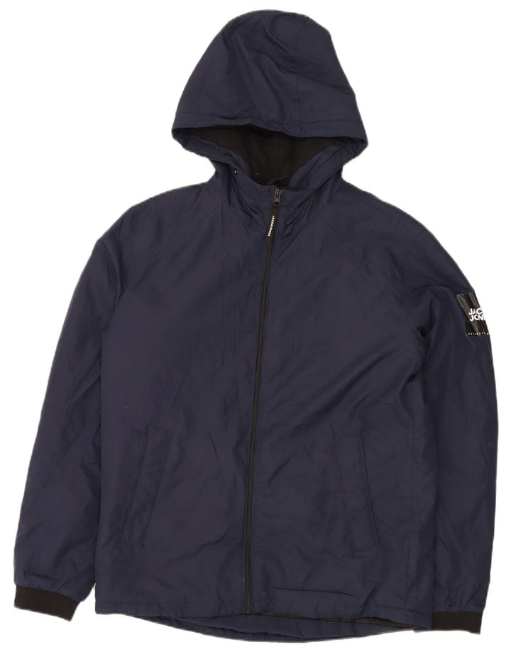 Jack & Jones Herre hættejakke vindjakke UK 38 Medium Navy Blue