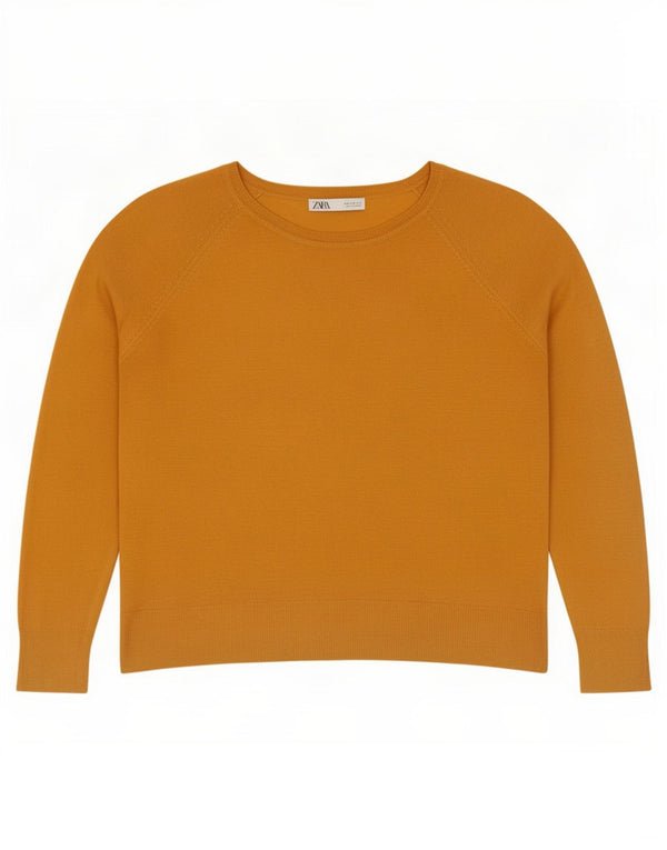 Zara Dame Boat Neck Jumper Sweater UK 14 Medium Yellow