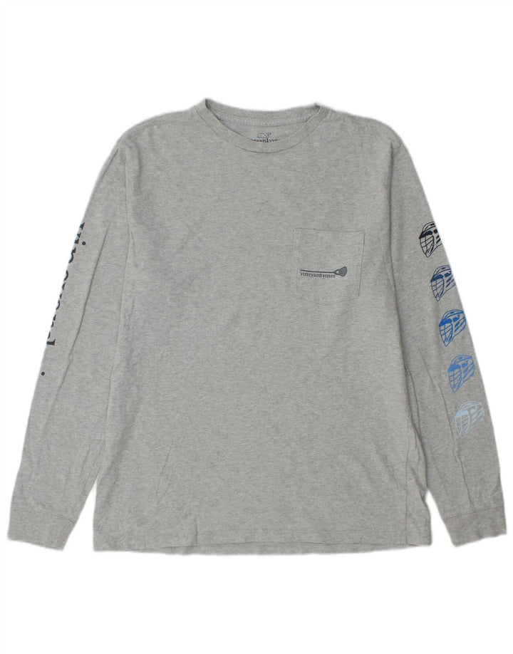 VINEYARD VINES Herre grafisk top Langærmet lille grå bomuld