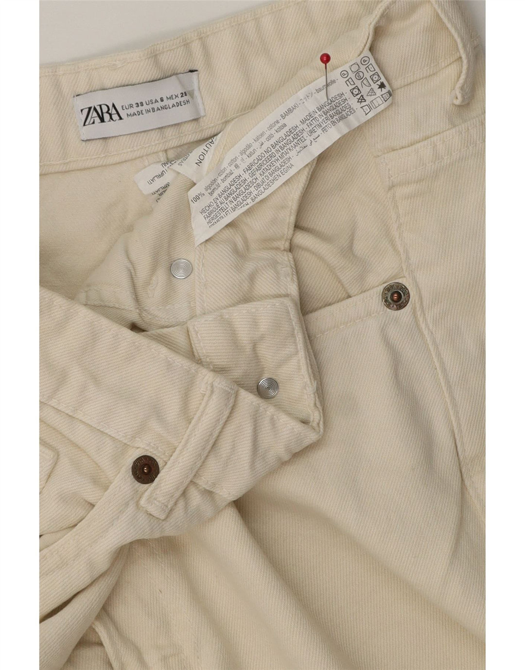 Zara denimshorts til kvinder EU 38 Small W28 Off White Bomuld