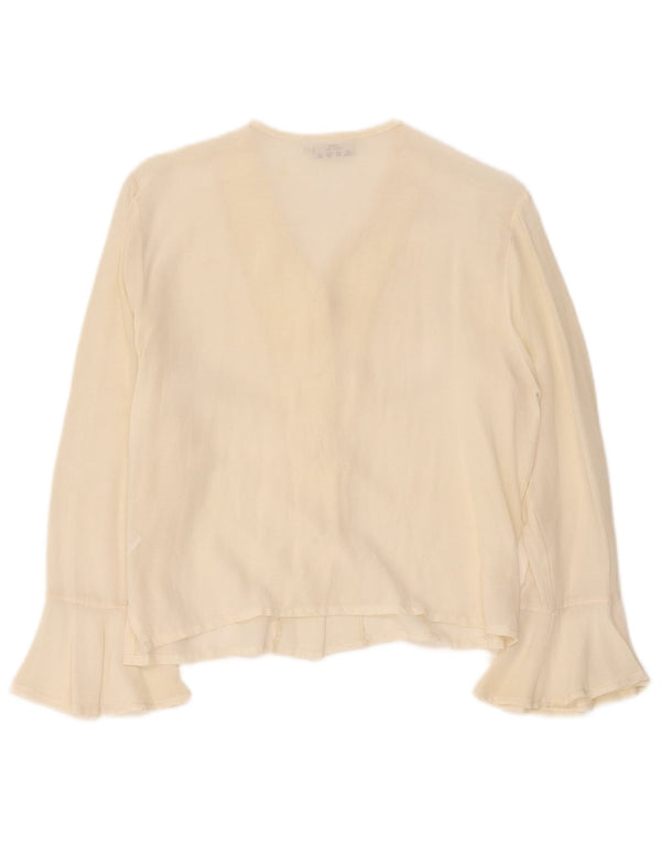 Mirella Mori Dame Relaxed Fit skjortebluse UK 10 Small Off White Viscose
