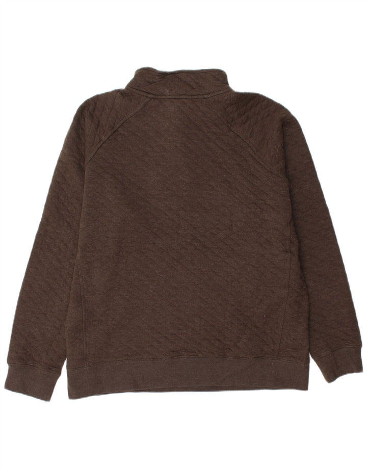EDDIE BAUER Herre Button Neck Sweatshirt Jumper Medium Brun Bomuld