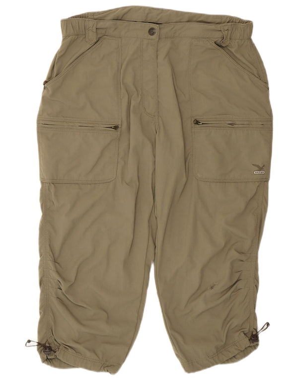 SALEWA Womens Mid Rise Cargo Capri Trousers UK 16 Large W32 W19 Khaki