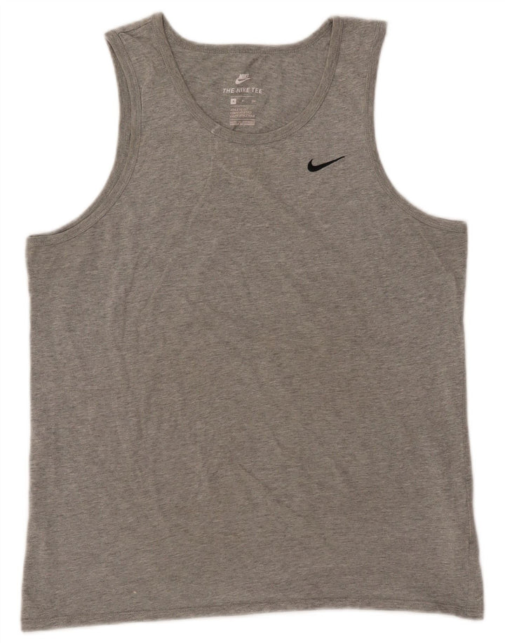 NIKE Herre Athletic Cut Vest Top Lille Grå Flecked Bomuld