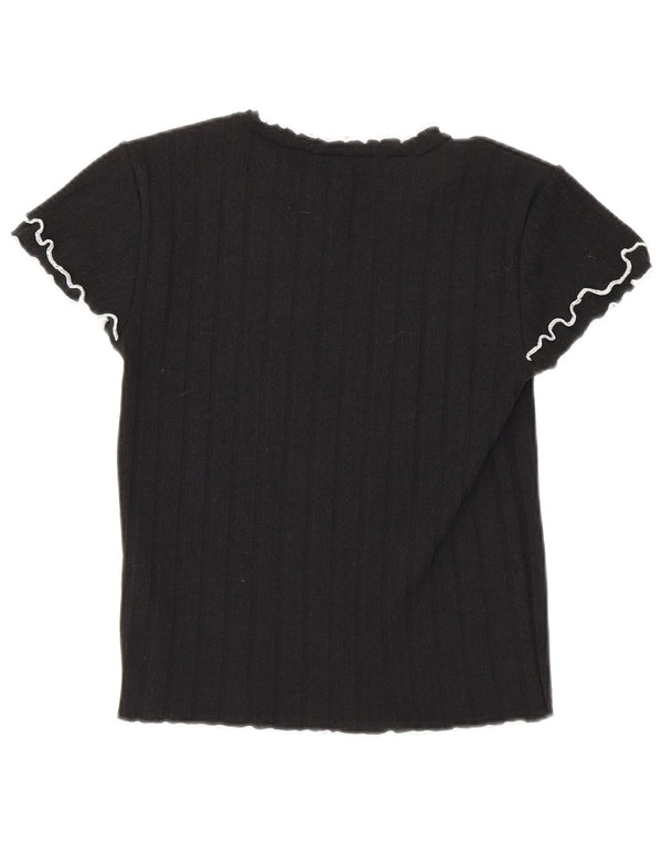 Zara Womens Crop T-Shirt Top UK 12 Medium Sort Polyester