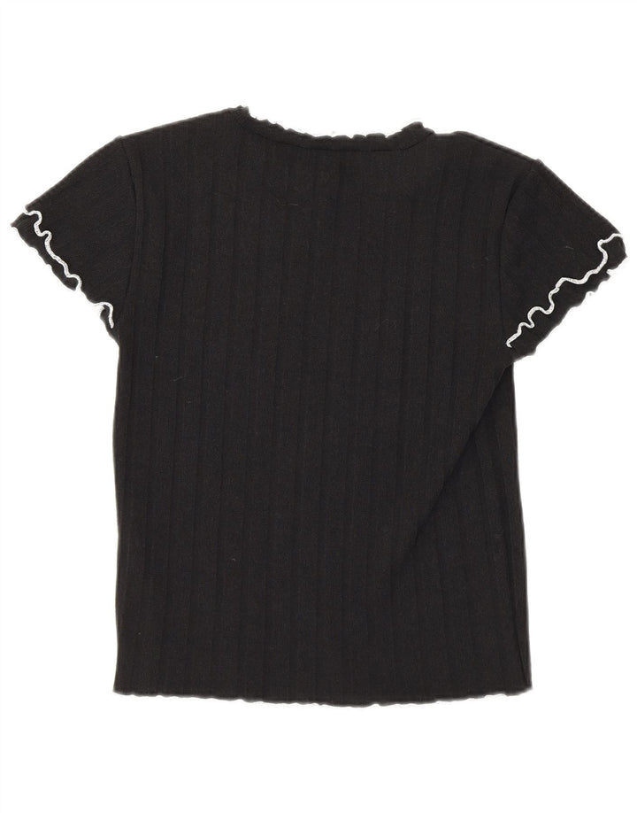 Zara Womens Crop T-Shirt Top UK 12 Medium Sort Polyester