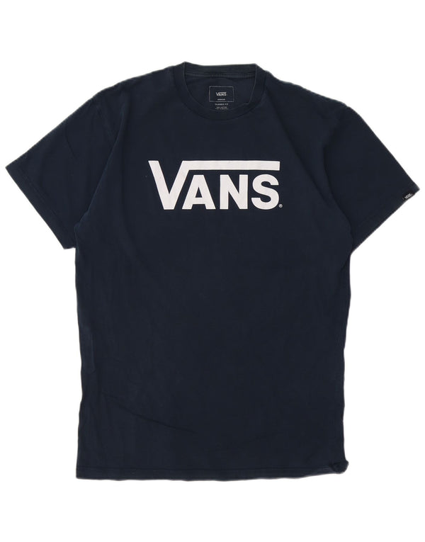 VANS Herre Classic Fit Grafisk T-shirt Top Medium Navyblå Bomuld