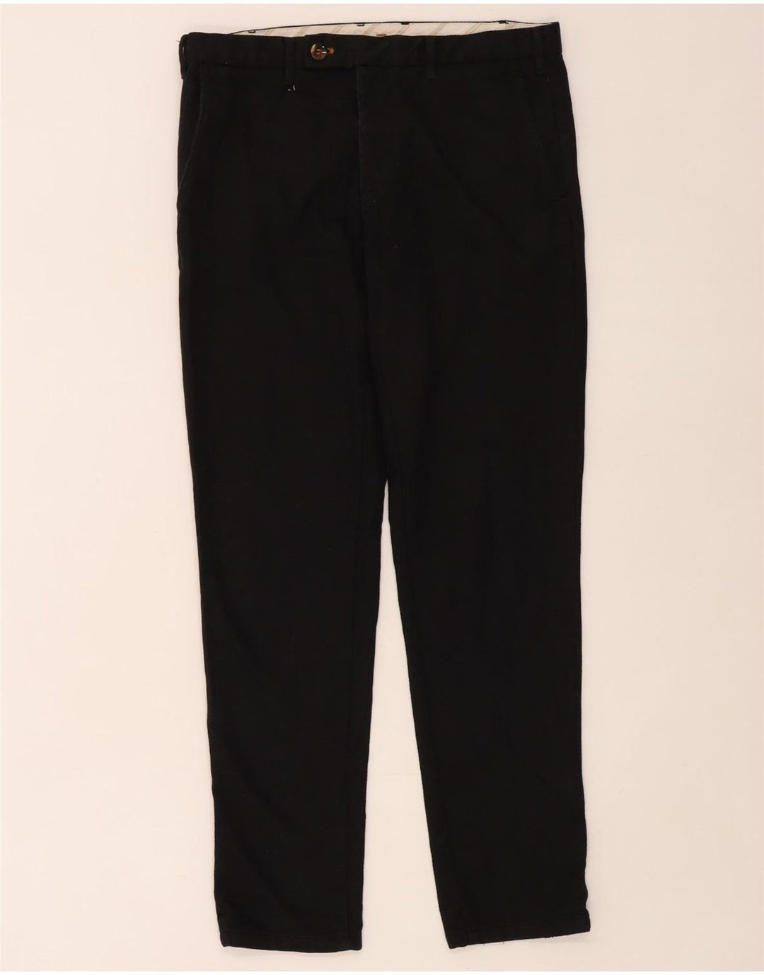 Zara Herre Slim Suit Bukser EU 40 Medium W31 L30 Sort Polyester