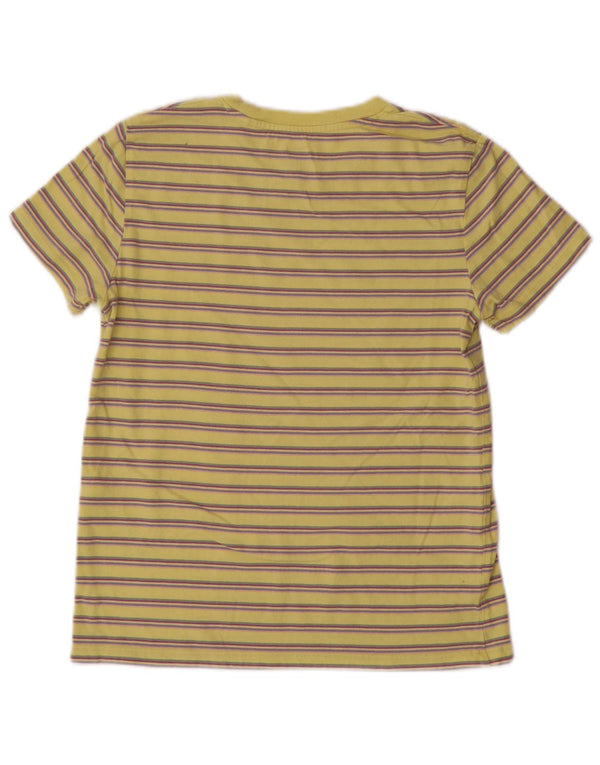 Levi's Dame T-Shirt Top UK 2 2XS Gul Stribet Bomuld