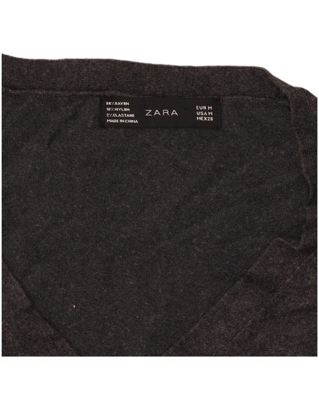 ZARA Dame V-hals sweater UK 14 Medium Grey Rayon