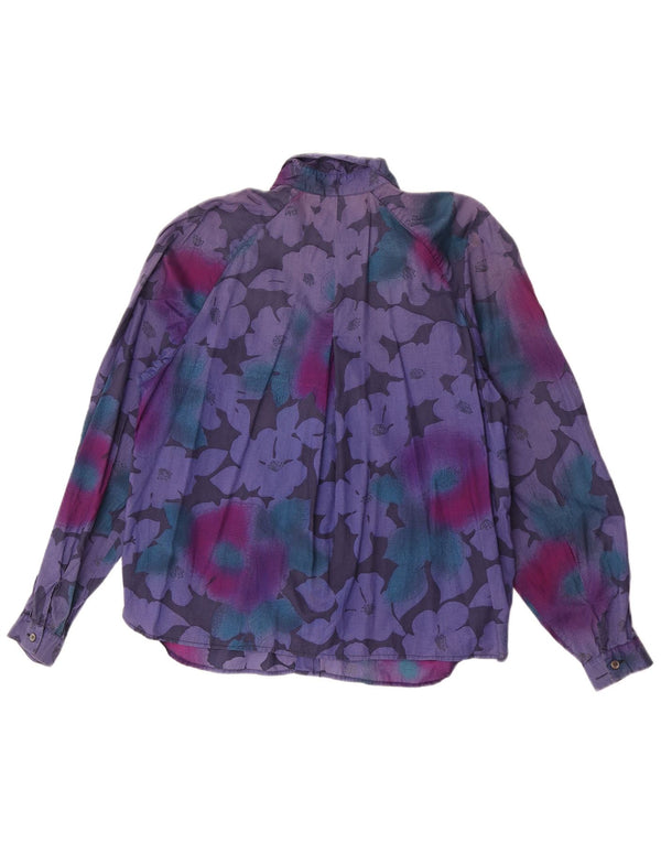 Vintage dameskjorte UK 16 Large Purple Floral