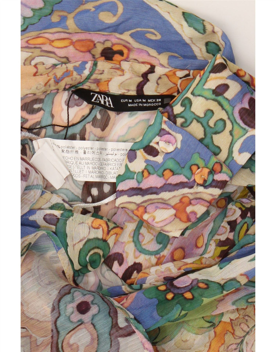 Zara Dame Oversized Shirt Bluse UK 14 Medium Multicolored Paisley