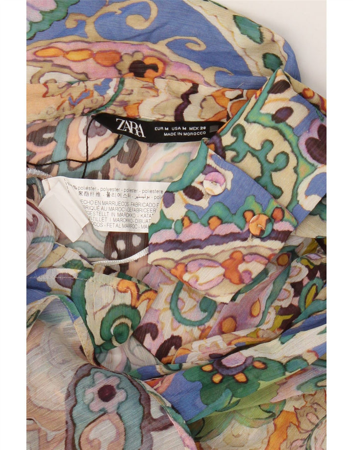 Zara Dame Oversized Shirt Bluse UK 14 Medium Multicolored Paisley