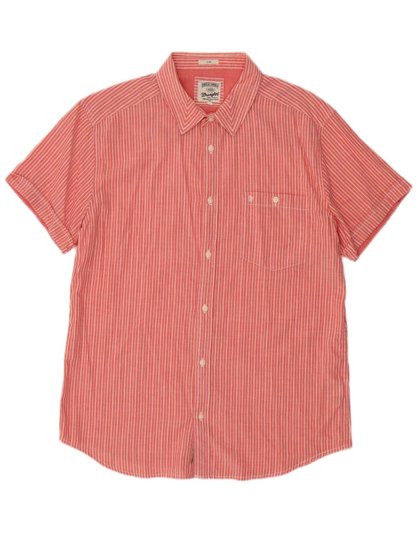 Wrangler Kortærmet Slim Fit Skjorte til mænd 2XL Pink Stribet Bomuld