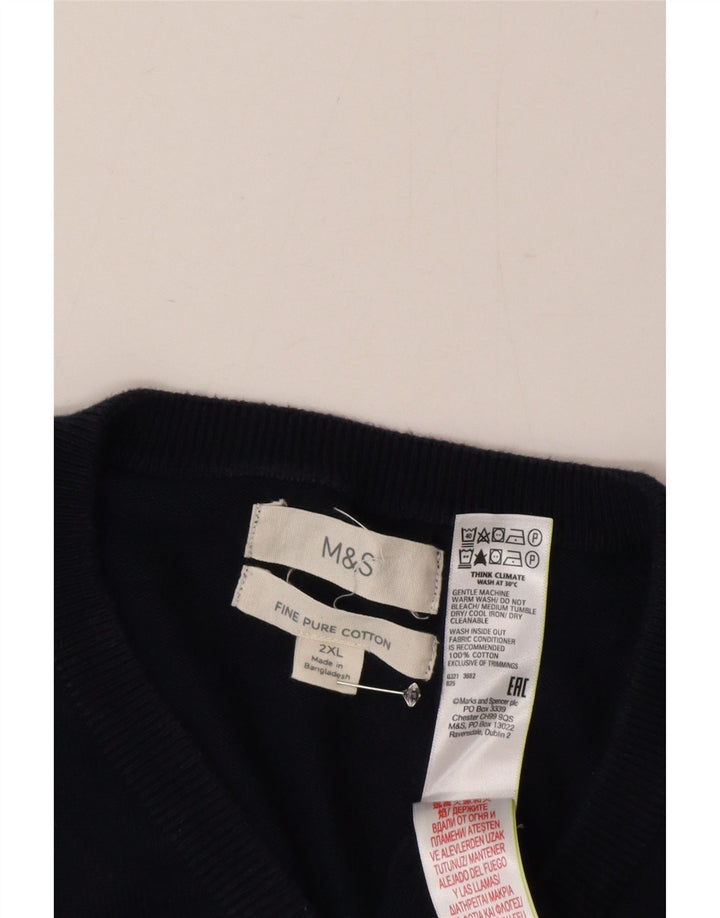 Marks & Spencer Herre V-hals sweater 2XL marineblå bomuld