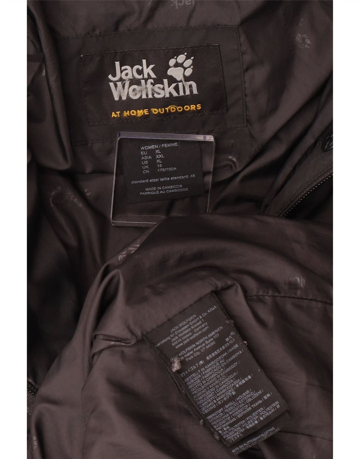 Jack Wolfskin Dame Hætte Polstret Frakke UK 18 XL Grå Polyester