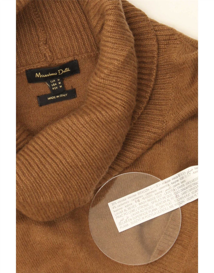 Massimo Dutti Dame Roll Neck Jumper Sweater UK 14 Medium Brown Viscose