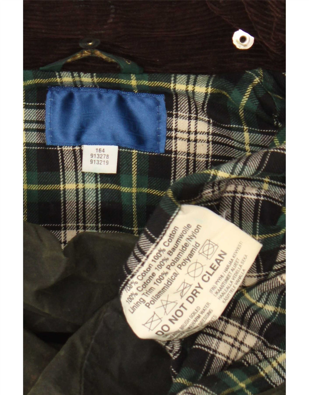 Vintage herre vokset bomuldsjakke UK 36 Small Green Check