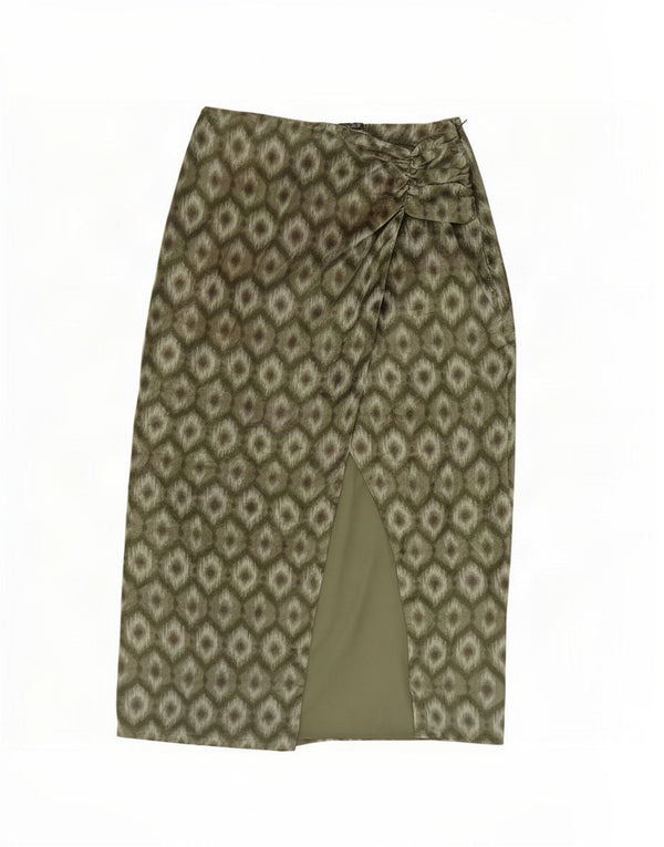Zara Midi-nederdel til kvinder XS W24 Grøn Geometrisk