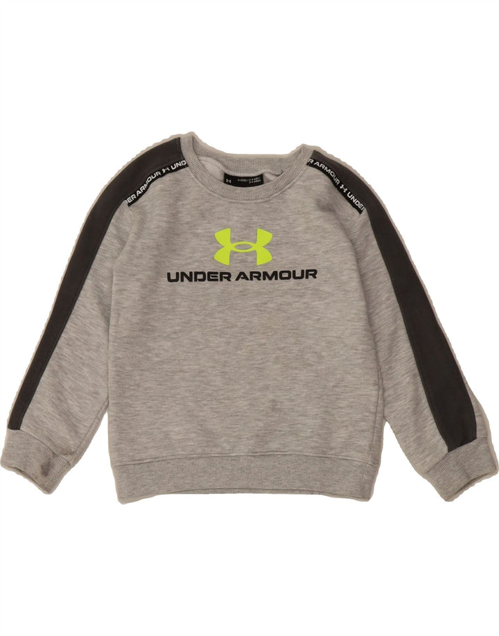 UNDER ARMOUR Boys Graphic Sweatshirt Jumper 3-4 Years Grey Polyester Vintage Under Armour and Second-Hand Under Armour from Messina Hembry 