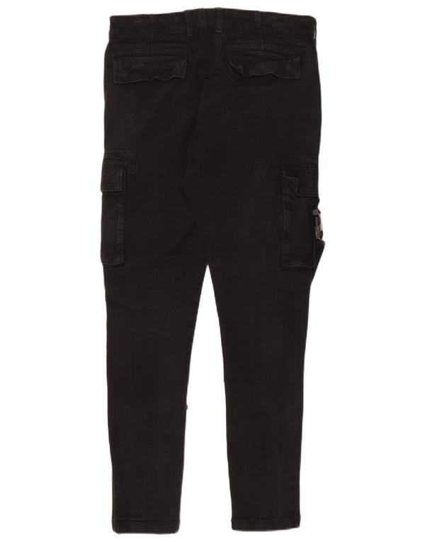 Zara Herre Skinny Cargo Bukser EU 40 Medium W31 L29 Sort Bomuld