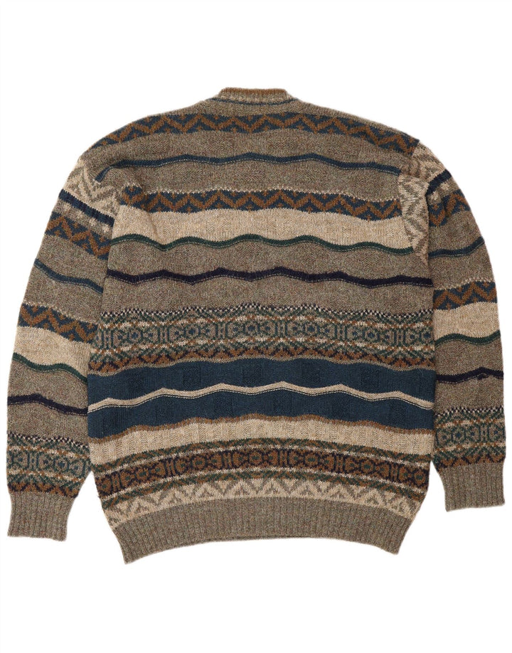 Marks & Spencer Herre sweater med rund hals, medium brun geometrisk