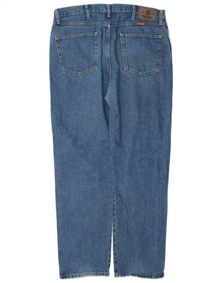 Wrangler Herre Distressed Regular Fit Tapered Jeans W36 L32 Blå Bomuld