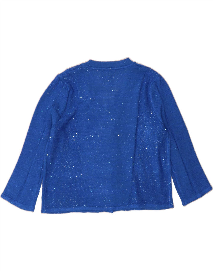 VINTAGE Womens 3/4 Sleeve Cardigan Sweater UK 14 Medium Blue Vintage Vintage and Second-Hand Vintage from Messina Hembry 