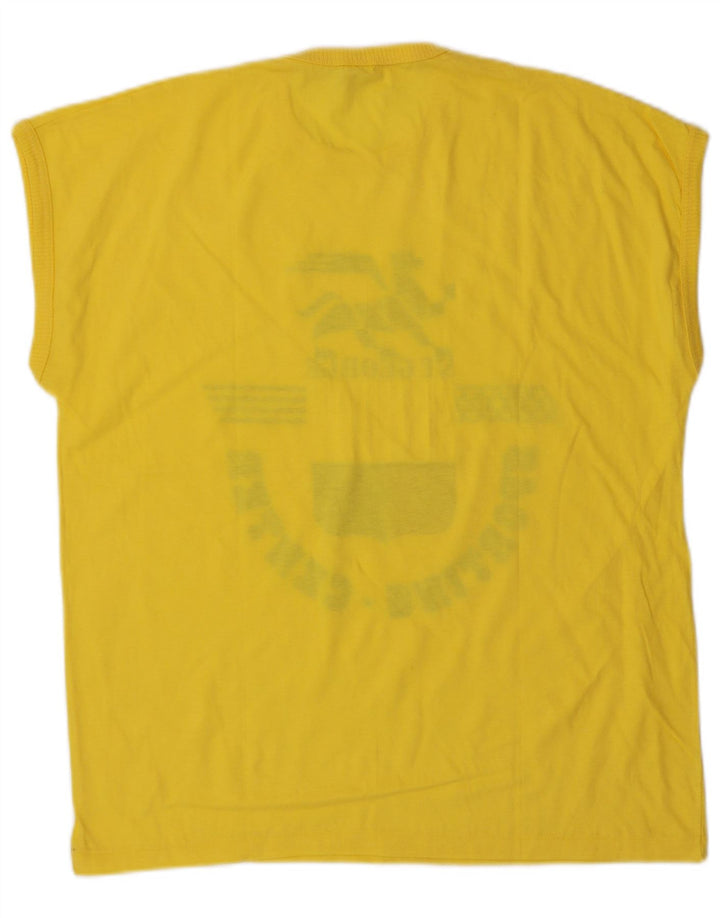 Vintage herre grafisk t-shirt top stor gul bomuld