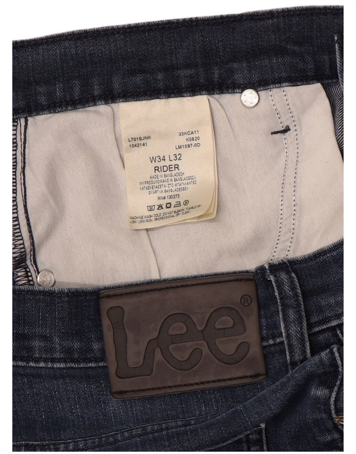 Lee Herre Rider Straight Jeans W34 L30 Blå Bomuld