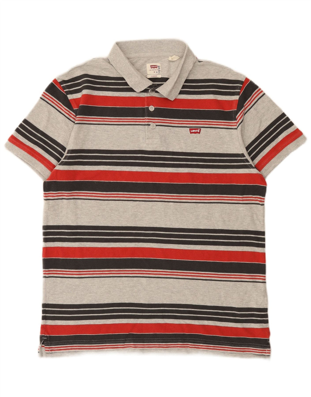 Levi's Standard poloshirt til mænd mellem grå stribet bomuld