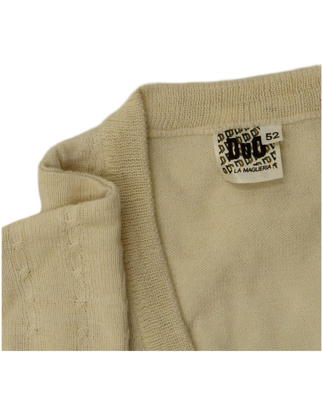 Vintage Herre V-hals sweater IT 52 Stor Beige Uld